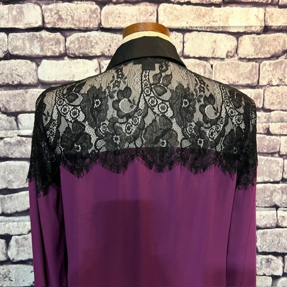 Metaphor Purple & Black Button Down Blouse Size M - Picture 7 of 9
